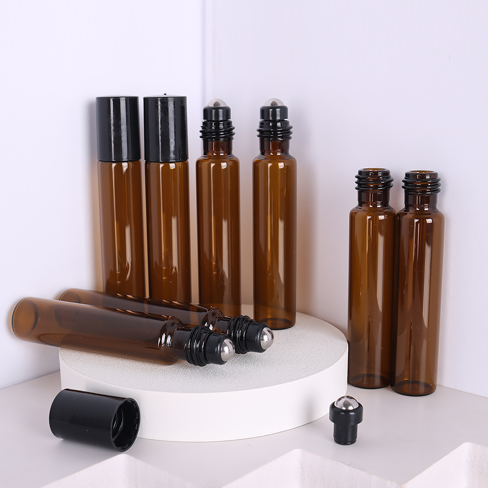 Perfume Fragrance House - 手頃な価格のパッケージ 8/個入り 5 10ml ブラウン高品質ガラスローラー香水瓶 エッセンシャルオイルスチールボールローラーボトル