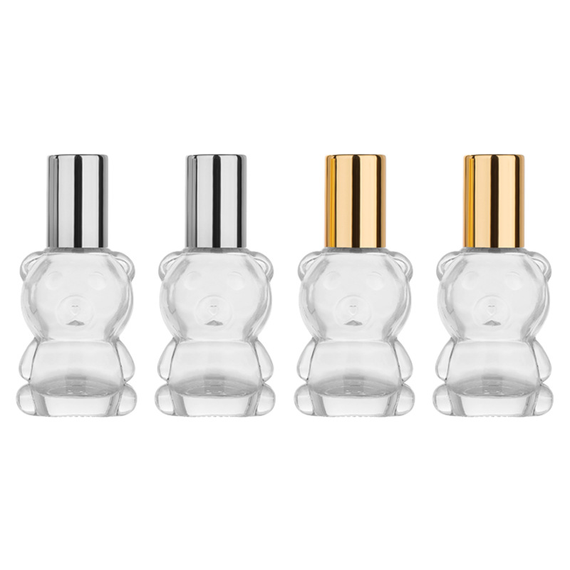 Perfume Fragrance House - エッセンシャルオイルガラスボトル空のクリアクマ型スチールローラーボールバイアル詰め替え化粧包装 8 ミリリットル香水ロールオンボトル