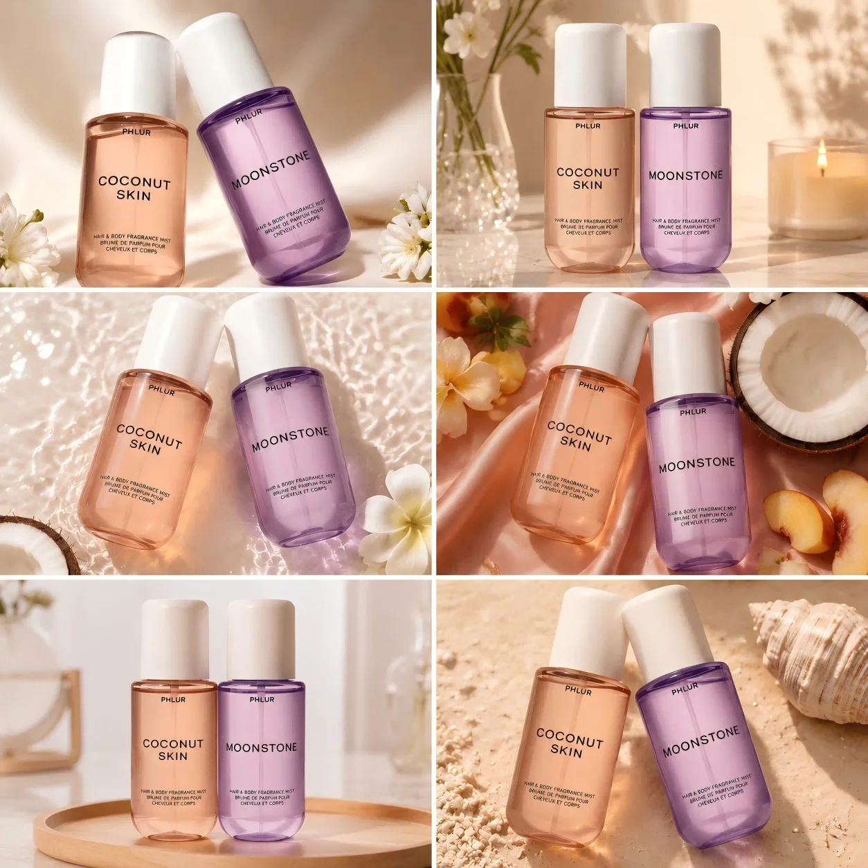 Perfume Fragrance For Women - PHLUR ココナッツスキン＆ムーンストーン ヘア＆ボディフレグランスミストセット、2個入り 各8 fl oz