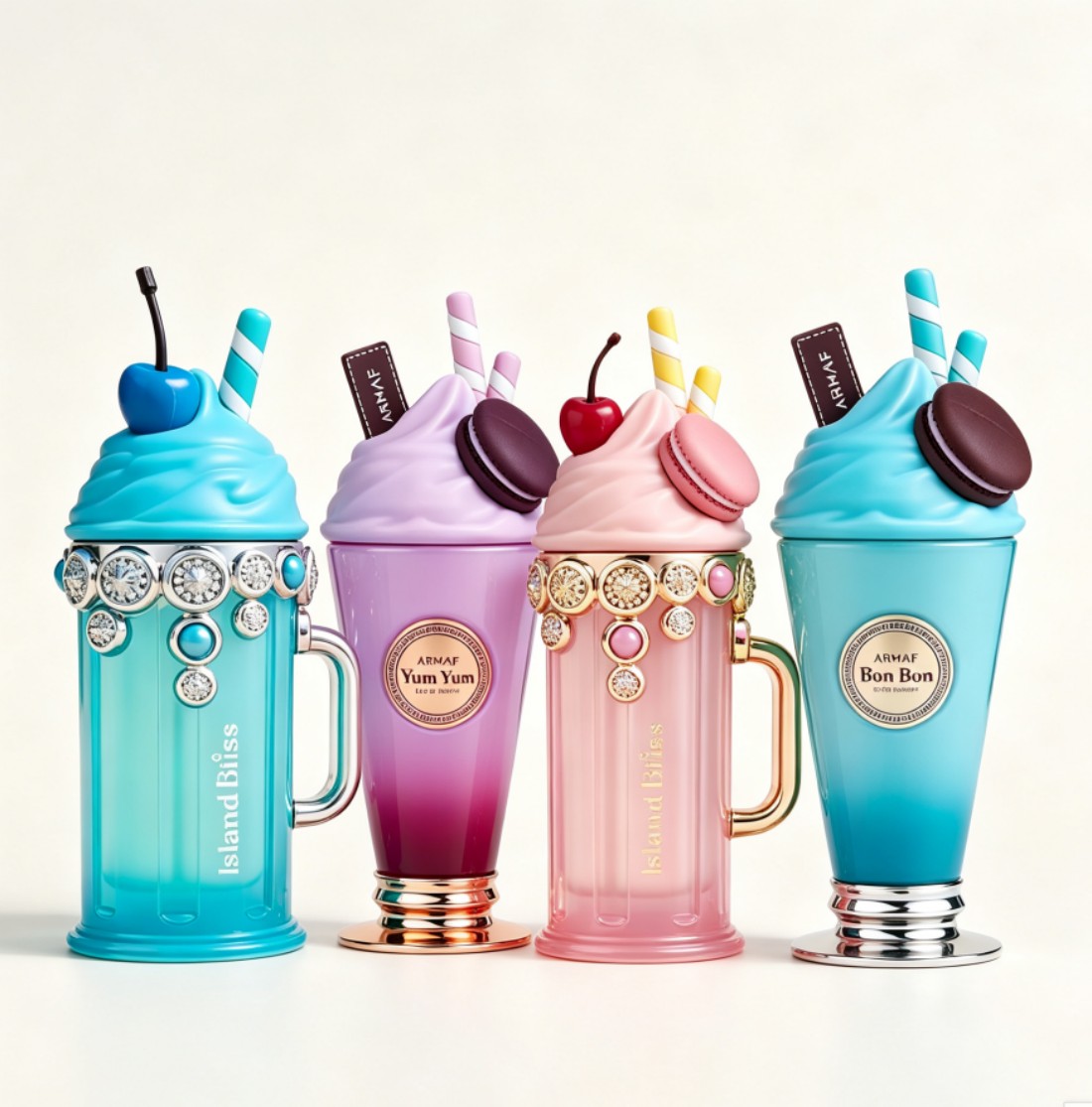Best Perfume Fragrance - アーマフシリーズ4 アイスクリーム型香水スプレー、3.4オンス（100ml）、花と果実の香り、持続する甘く爽やかな香り、ユニークな高級ボトルギフトボックス、ギフトに最適。