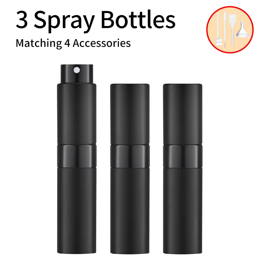 Perfume Fragrance House - 香水スプレーボトル,3個4アクセサリー,8ml,3スプレーボトル,1漏斗,1ストロー,1ディスペンサー,1スプリングストロー